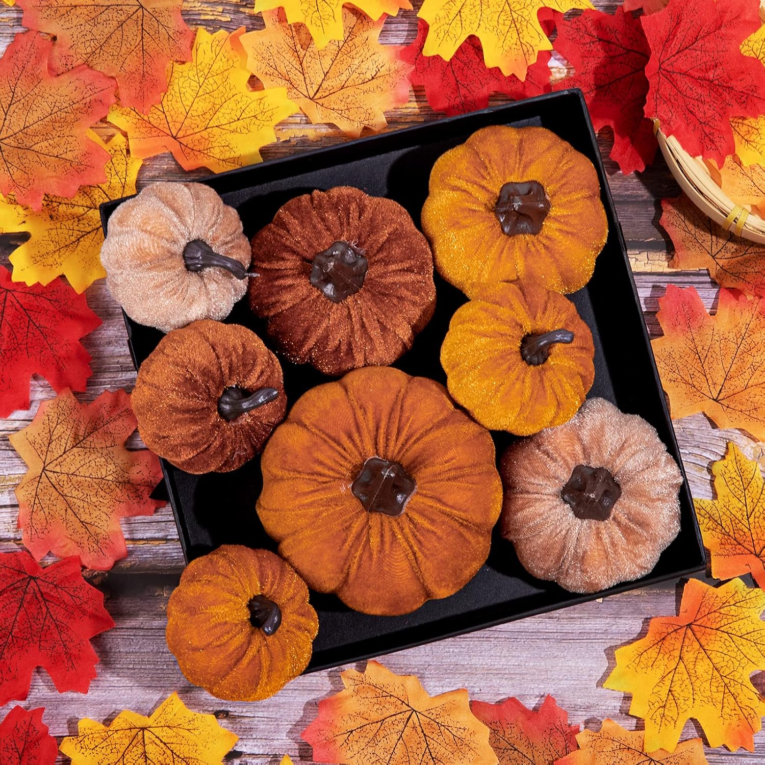 Whaline 12Pcs Fall Artificial Pumpkins 3 Sizes