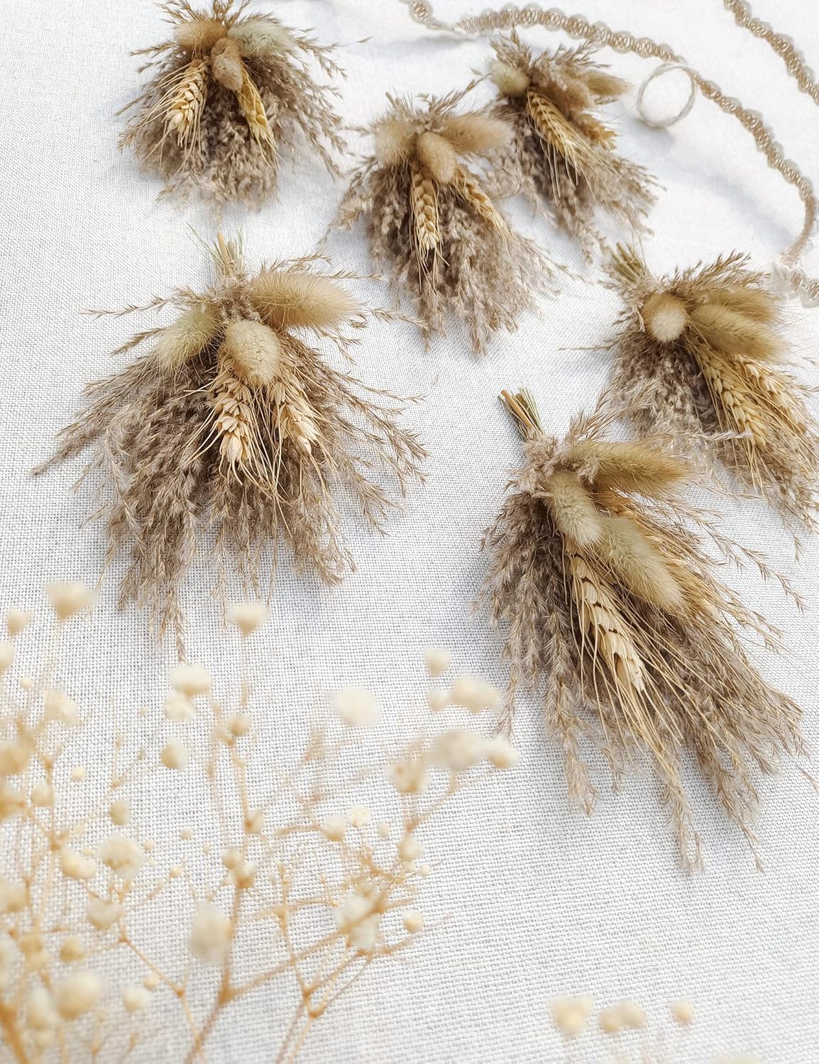 Mini Dried Flower Bouquet Pack of 6 Brown Pampas
