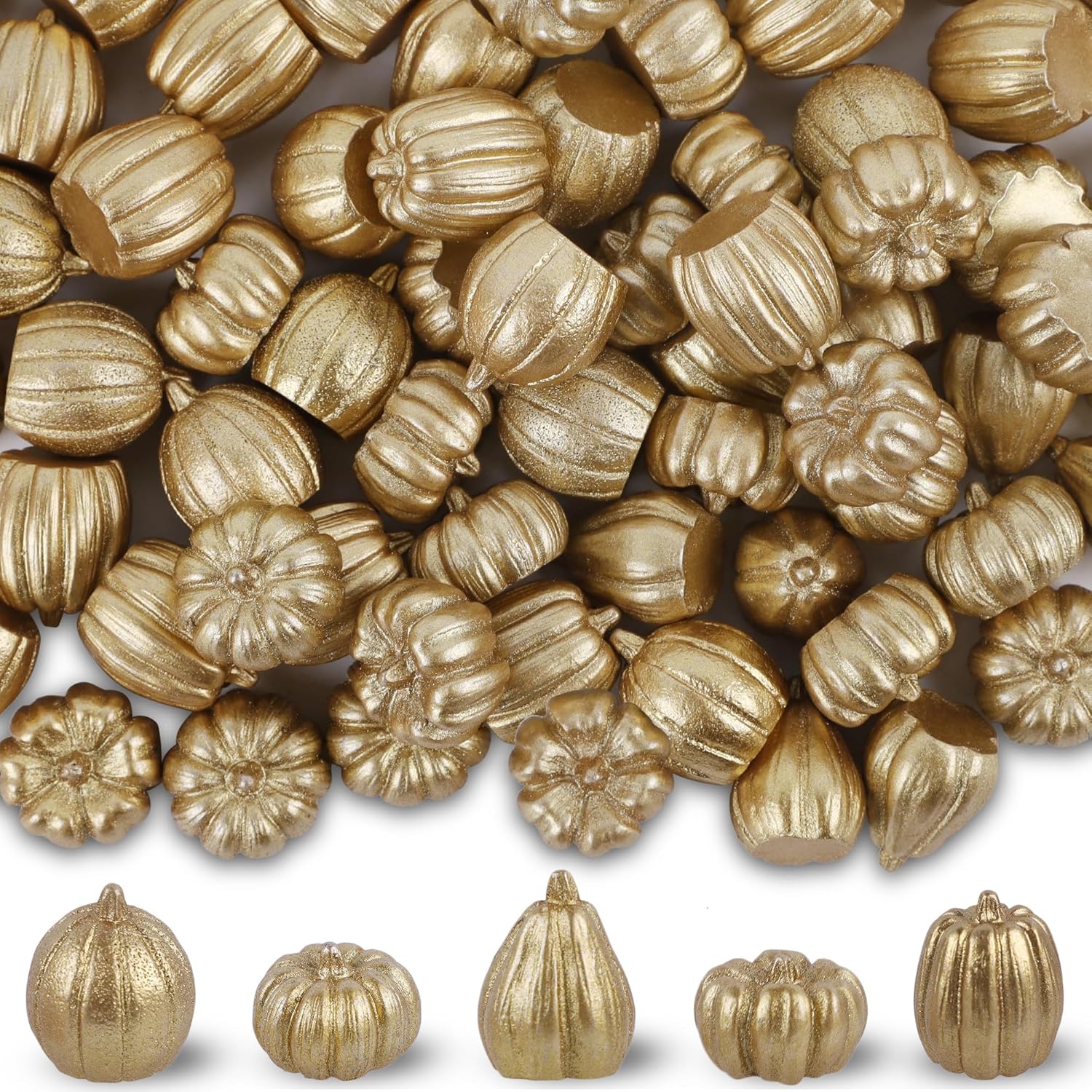 winemana Mini Pumpkins Fall Decorations 80 Pack Gold