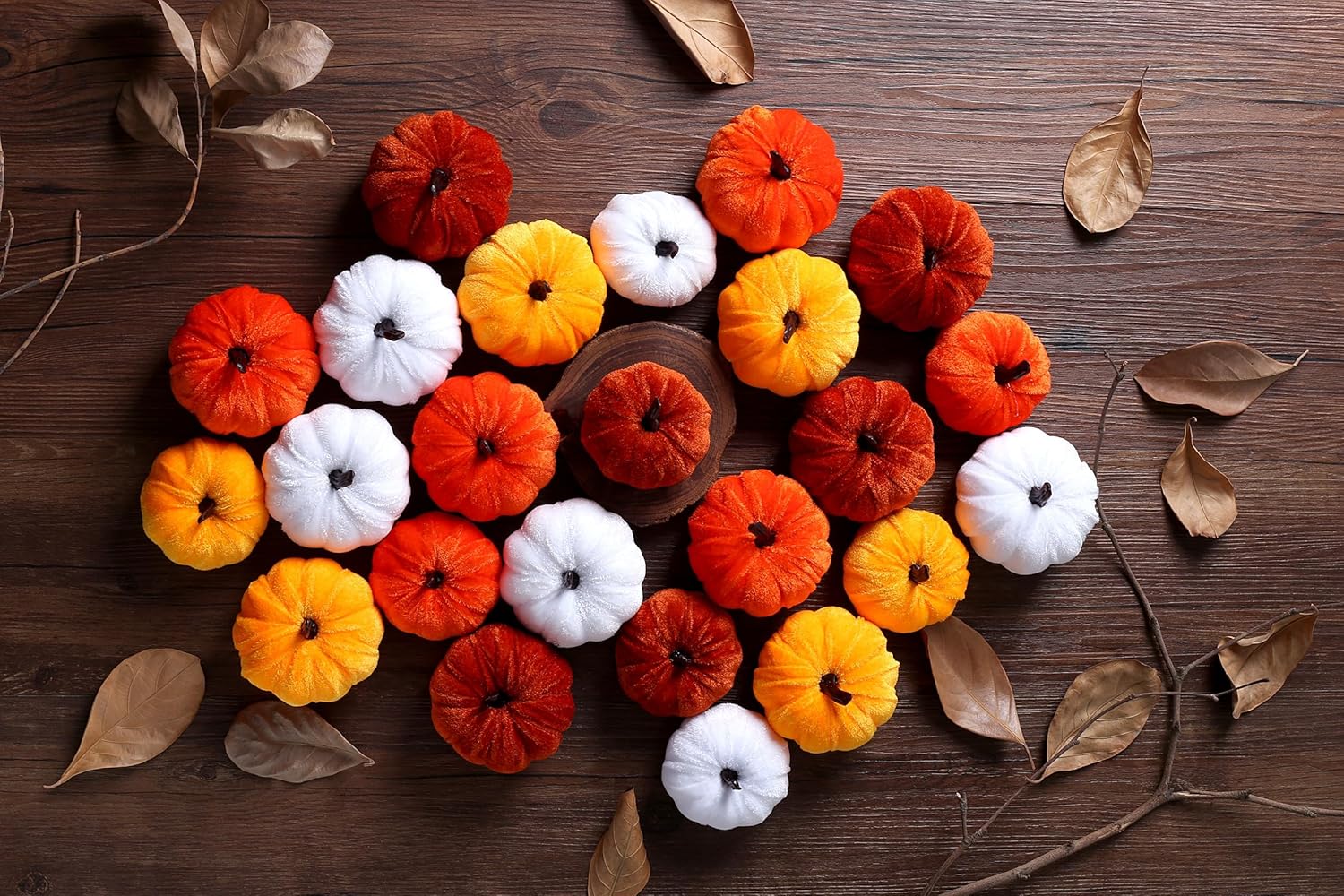 SITUMEIZI 12 Pcs Velvet Foam Pumpkins for Fall Decor