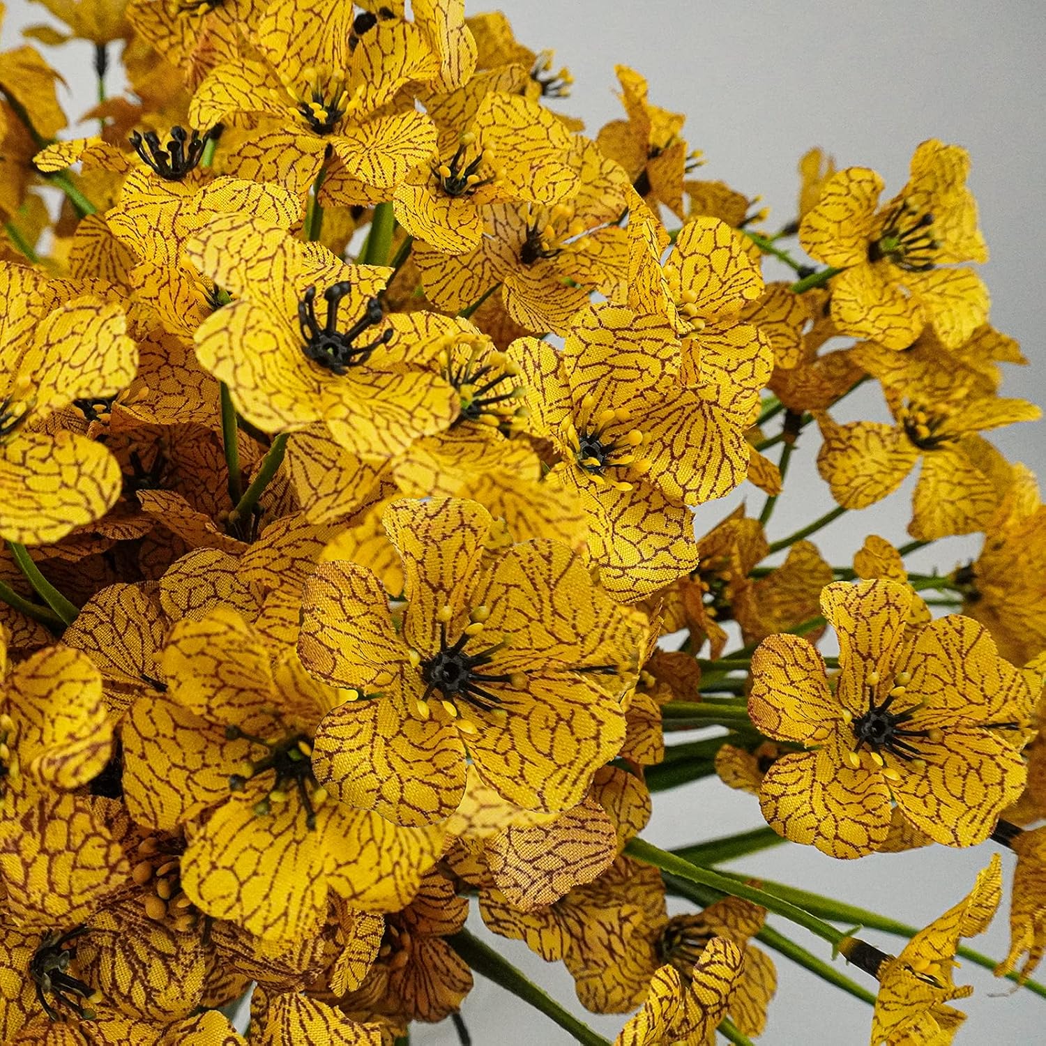 Uieke 72 Bundle UV Resistant Yellow Artificial Flowers for Outdoor Use