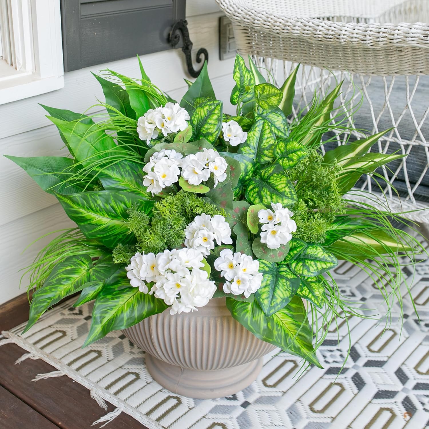 10 Bundles Artificial Greenery Plants and Flowers for Outdoor