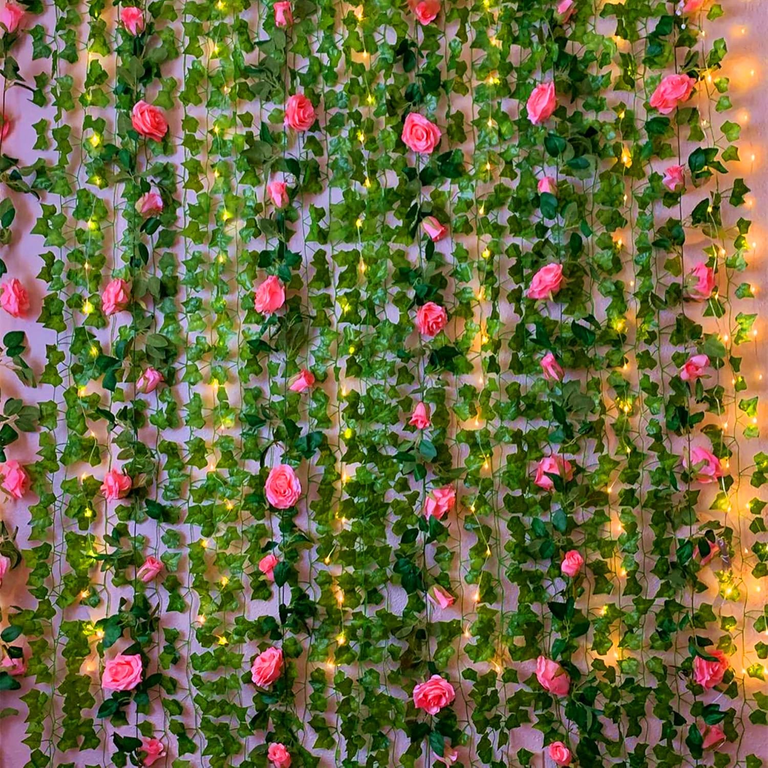 UKELER 2 Pack Artificial Rose Garland 14FT Light Purple