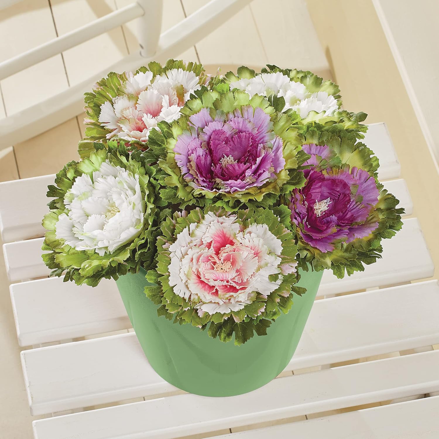 Collections Etc Artificial Cabbage Roses Set of 6