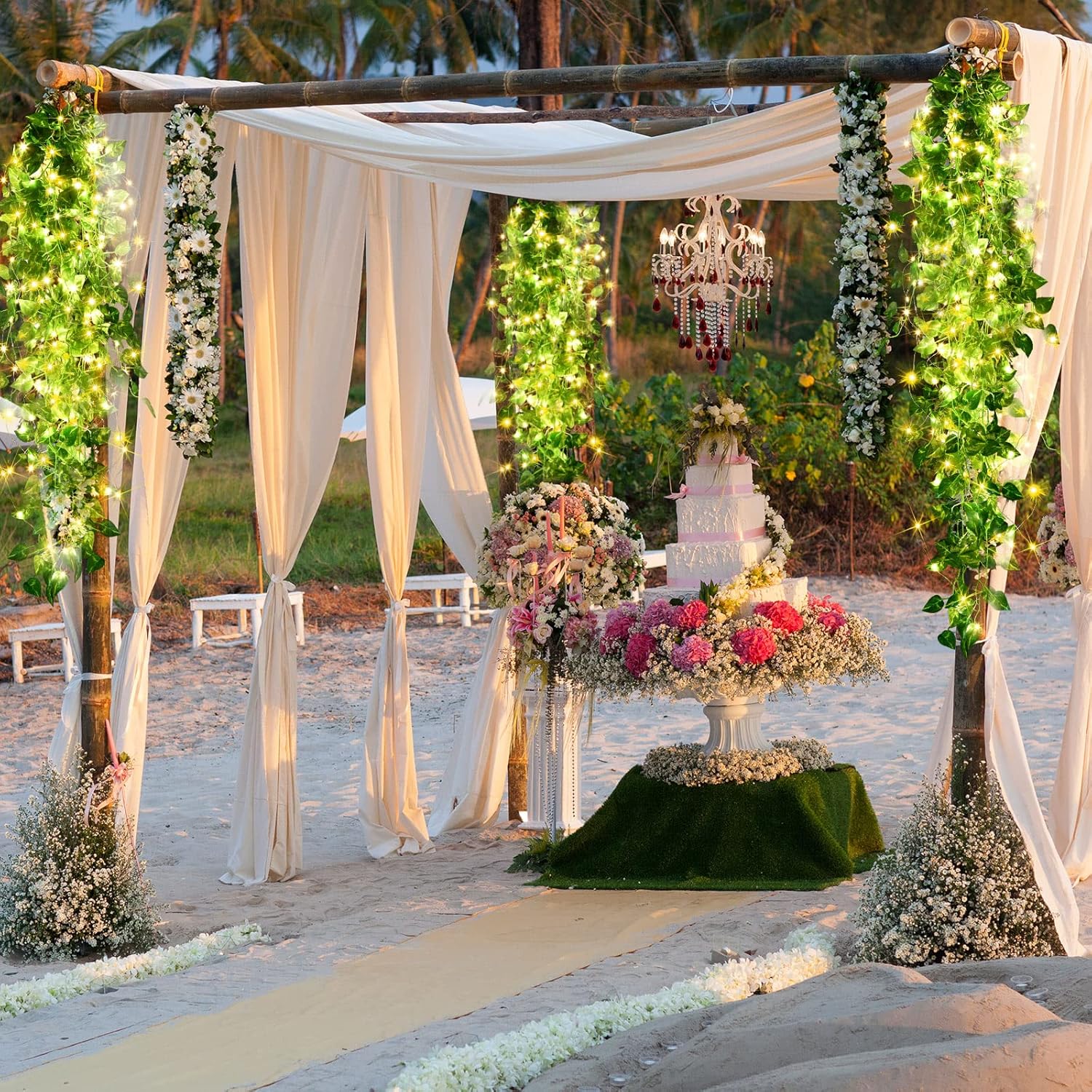 Mudder Fake Ivy Vines with Lights LED Artificial Hanging Decor