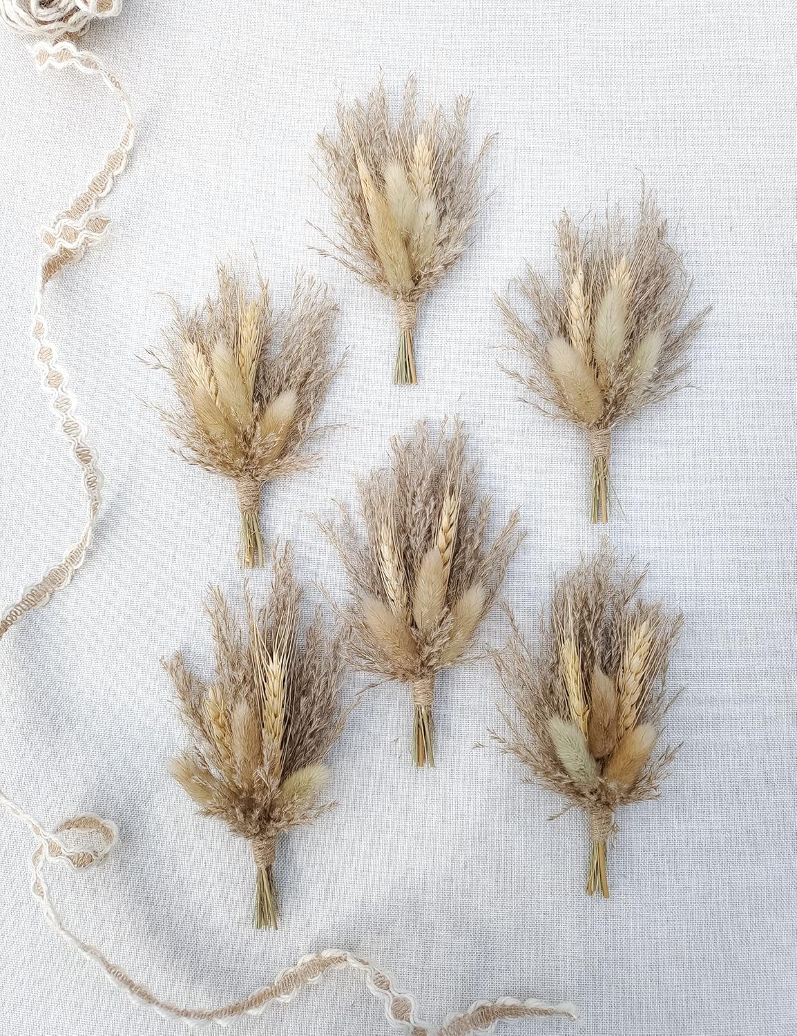 Mini Dried Flower Bouquet Pack of 6 Brown Pampas