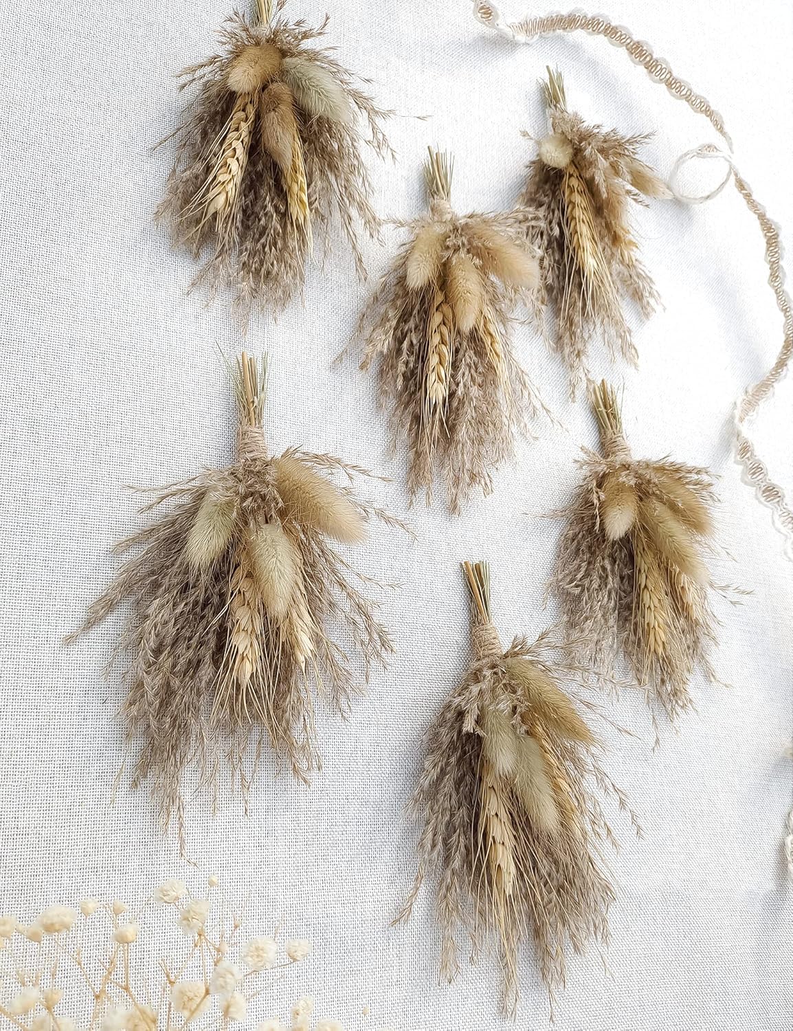 Mini Dried Flower Bouquet Pack of 6 Brown Pampas