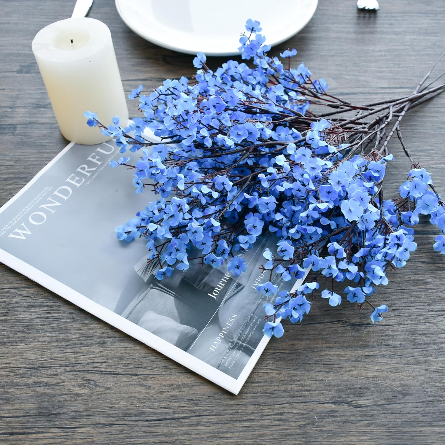 Mandys Royal Blue Artificial Babys Breath Flowers 15 Bundles