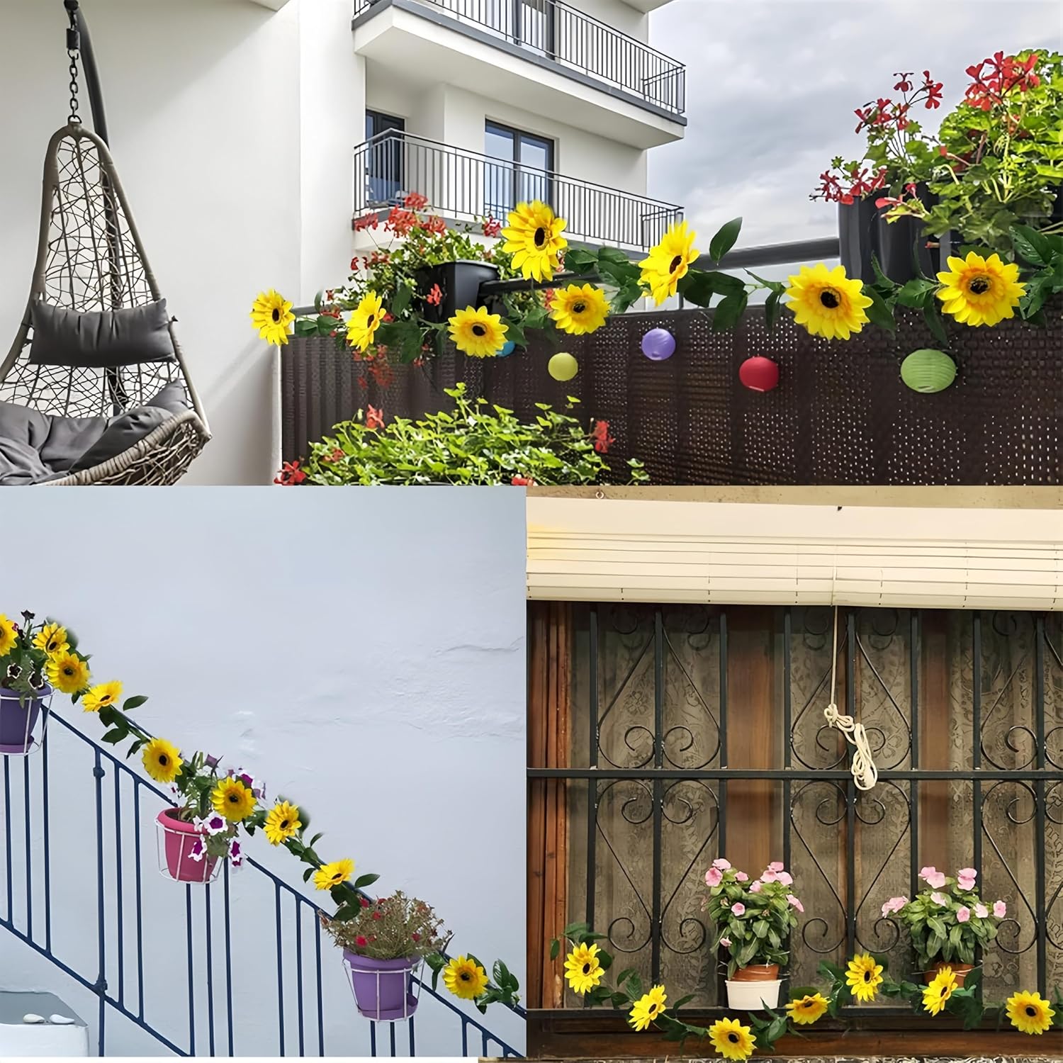 3 Pack Artificial Sunflower Garland Decor 75ft