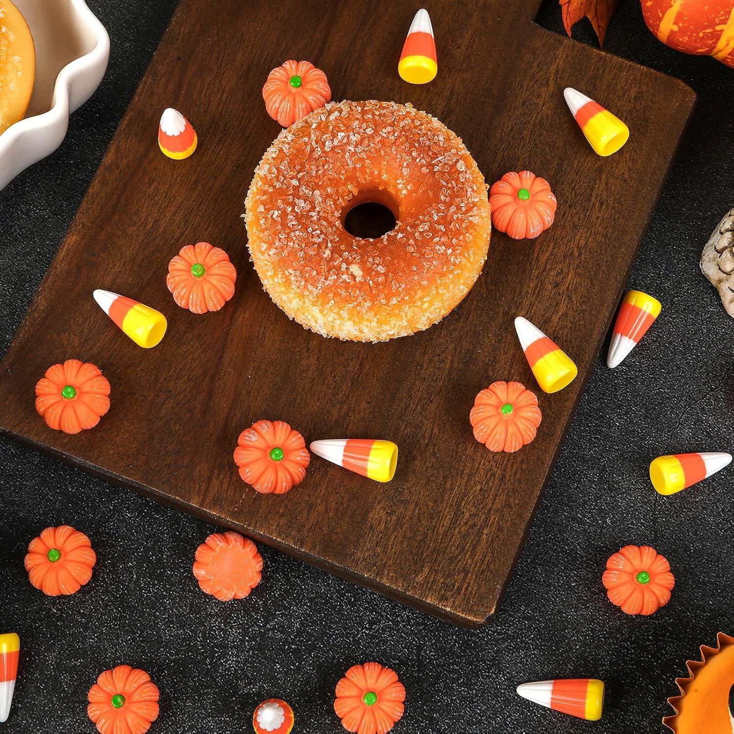 Halloween Resin Charms 80Pcs Mini Pumpkin Candy Corn Decor