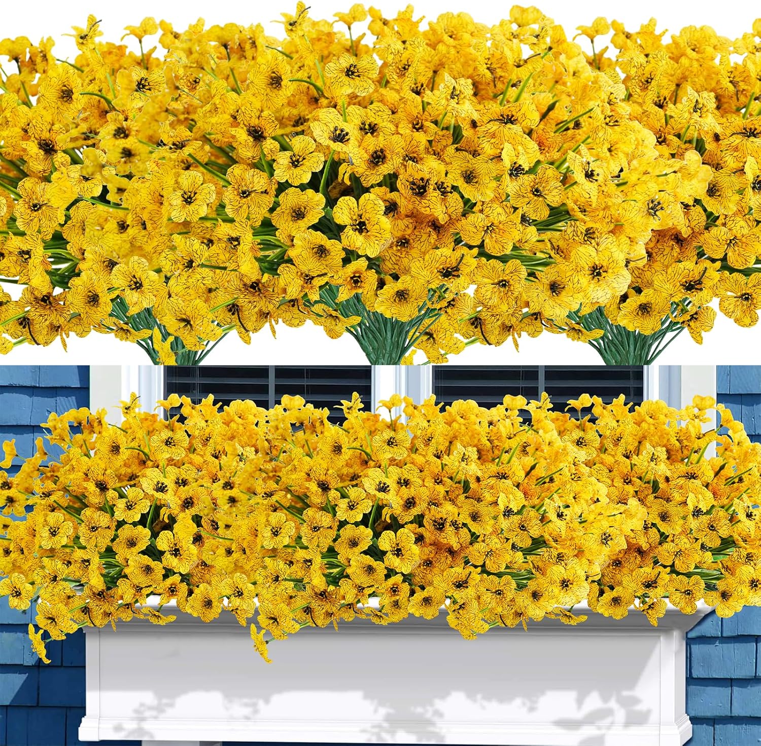 Uieke 72 Bundle UV Resistant Yellow Artificial Flowers for Outdoor Use