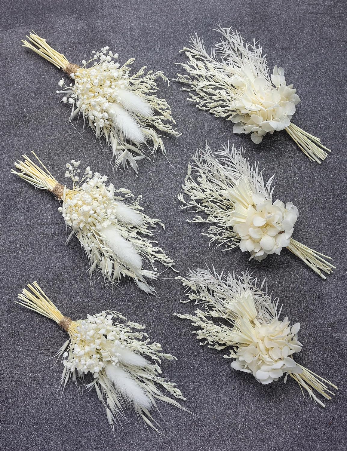 Mini Dried Flower Bouquet Pack of 6 White