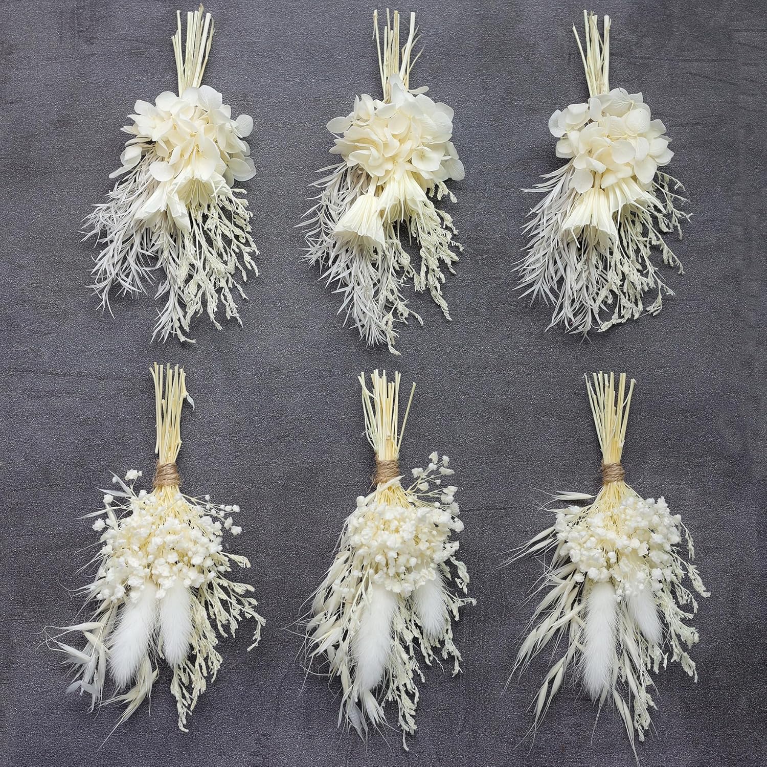 Mini Dried Flower Bouquet Pack of 6 White
